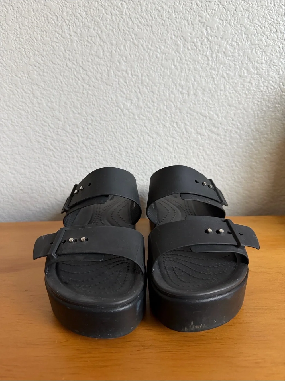 CROCS Women's Black Platform Double-Strap Slide Sandals - Picture 3 of 7